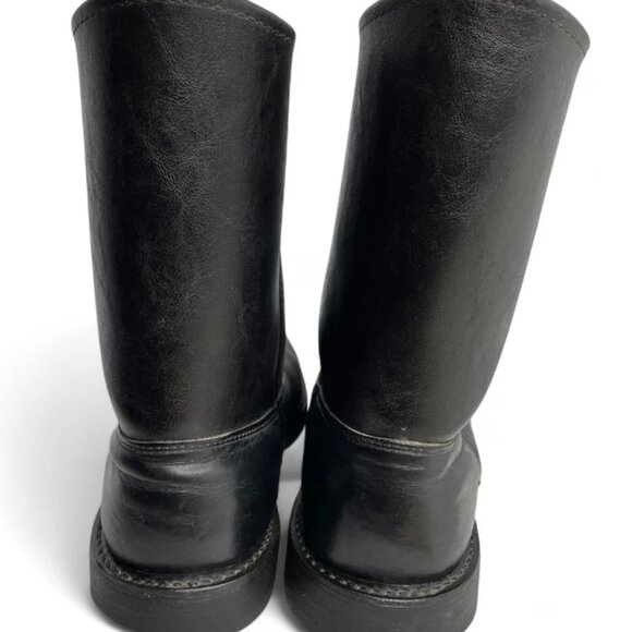 Vintage Kinney Leather Roper Black Biker Cowboy Western Work Boots Men's 9 EE - Picture 7 of 13